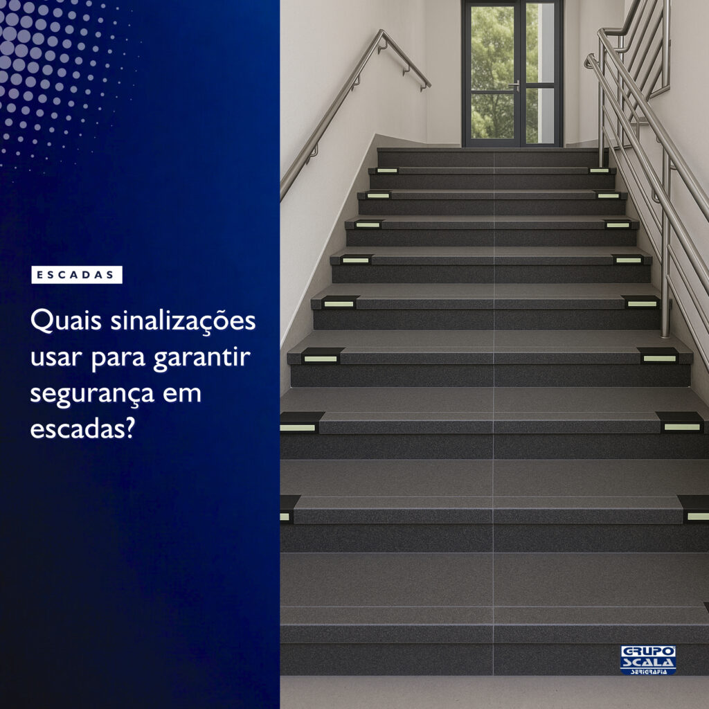 sinalização fotoluminescente escada fita antiderrapante
